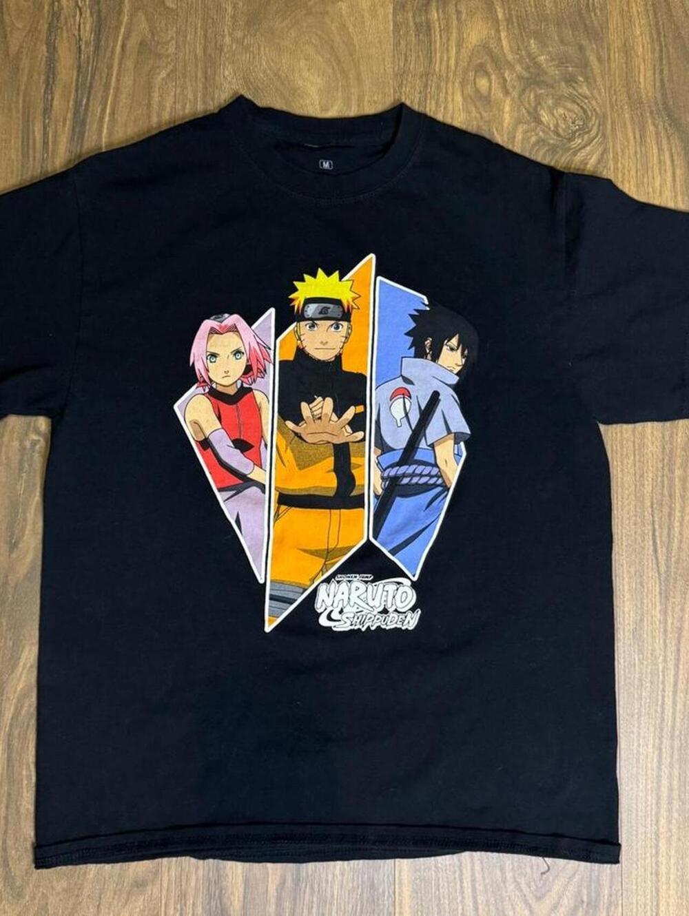 Naruto Shippuden T-Shirt Mens M Black Graphic Shonen Jump Anime Y2K